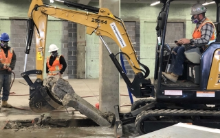 Investigation of sub-slab potentially contaminated soil prior to building renovation.